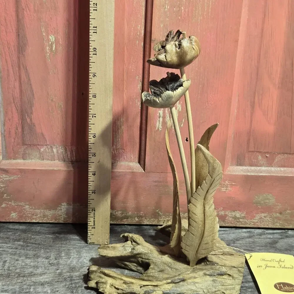 Wood Floral‎ Sculpture Hand Crafted Java Island Habini